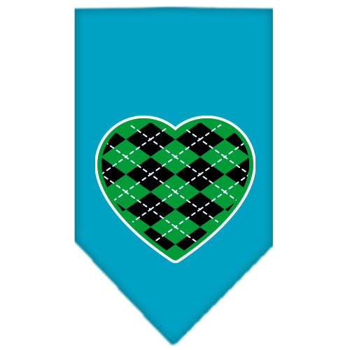 Argyle Heart Green Screen Print Bandana Turquoise Large